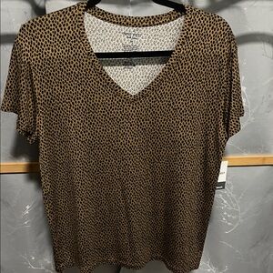 Nine West Tan and Black Short Sleeve Top
